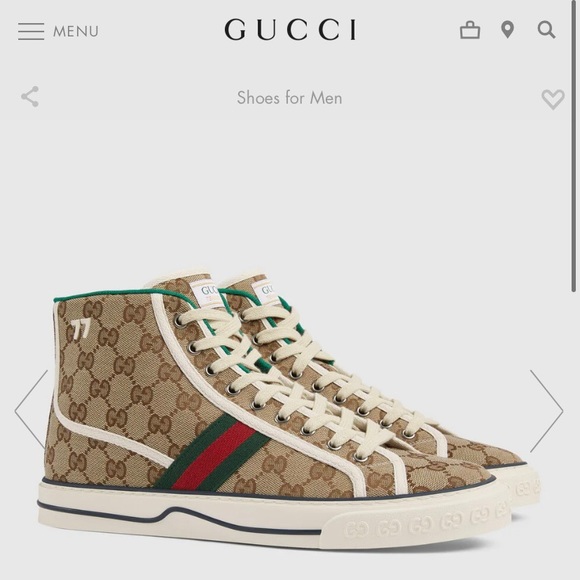 🟩🟥🟩 Gucci High-Top Tennis 77’ Shoes! WOW 🔥! Men sz 7.5 - Picture 12 of 14